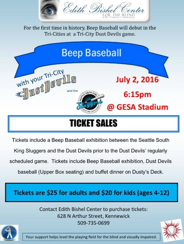 'Edith Bishel Center for the Blind and Visually Impaired' Presents Beep Baseball: Seattle South King Sluggers vs TriCity Dust Devils | Pasco, WA