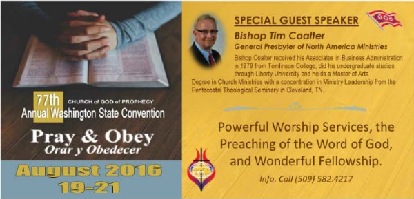 Church of God of Prophecy Presents the 77th Annual Washington State Convention: Pray and Obey | Kennewick