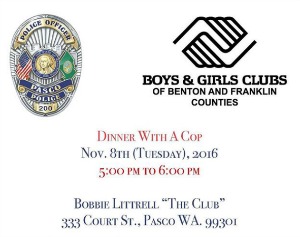 Boys and Girls Clubs of Benton and Franklin Counties and Pasco Washington Police Present 'Dinner With A Cop' 