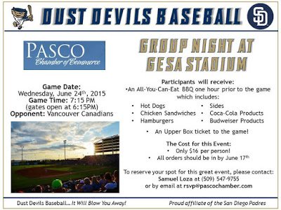 Tri-City Dust Devils Baseball Vs. Salem-Keizer Volcanoes Pasco, WA