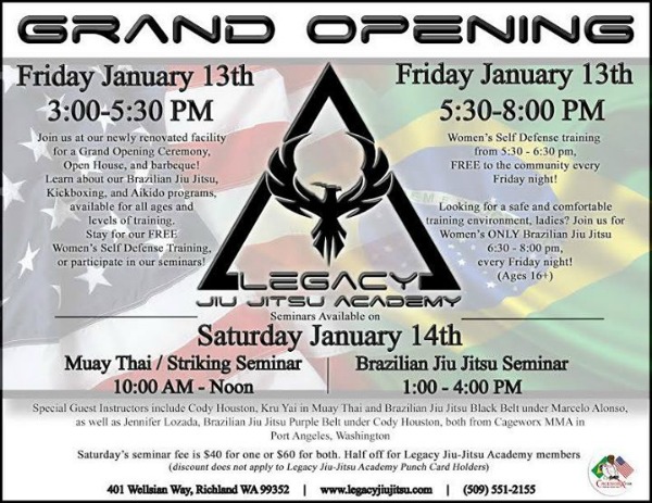 Legacy Jiu-Jitsu Grand Opening Weekend: New Facilities to Learn Jiu-Jitsu, Aikido and Kickboxing | Richland WA 