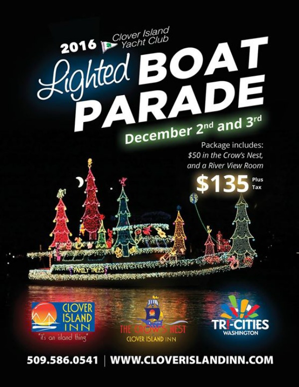 Clover Island Yacht Club's Annual Lighted Boat Parade: See the Glow of the Columbia River with Colorful Lights | Kennewick, WA