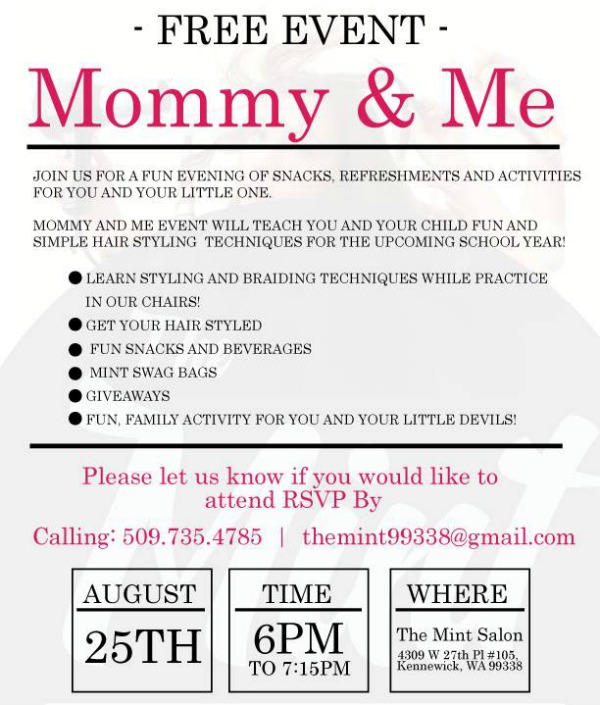 Mommy & Me Free Event: Learn Hairstyling Techniques From the Pro | The Mint Salon in Kennewick 