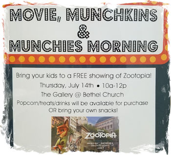  Movie, Munchkins & Munchies Morning at Bethel Church's Richland Campus