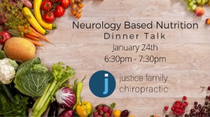 Justice Family Chiropractic Presents Neurology Based Nutrition - Dinner Talk | The Right Food for Complete Body & Mind Wellness in Kennewick - Jan. 24