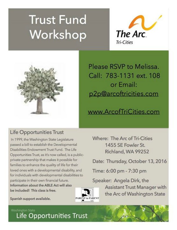 Special Needs Trust Fund Workshop Hosted by Parent to Parent, The Arc of Tri-Cities | Richland, WA 