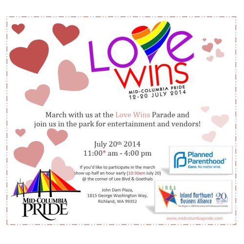 MCP Presents Love Wins! Parade & Event At John Dam Plaza, Richland Washington