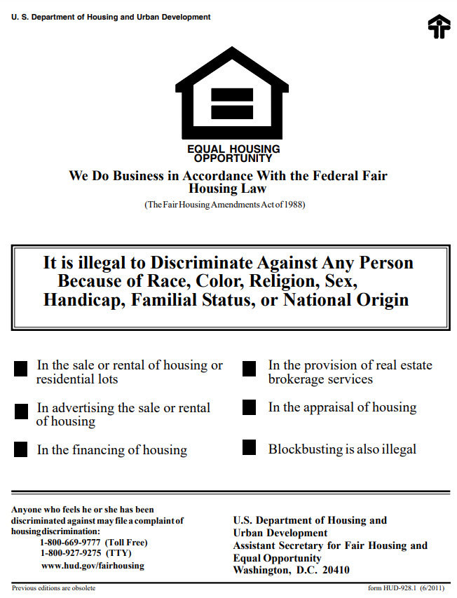 Fair Housing Statement, Equal Housing Opportunity
